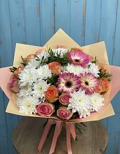 Букет цветов из:  Розы, Герберы и Хризантемы в Березовом