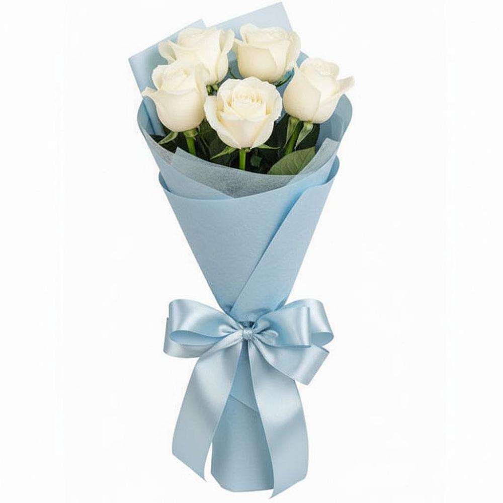 Букет 5 Белых роз Проуд в Березовом