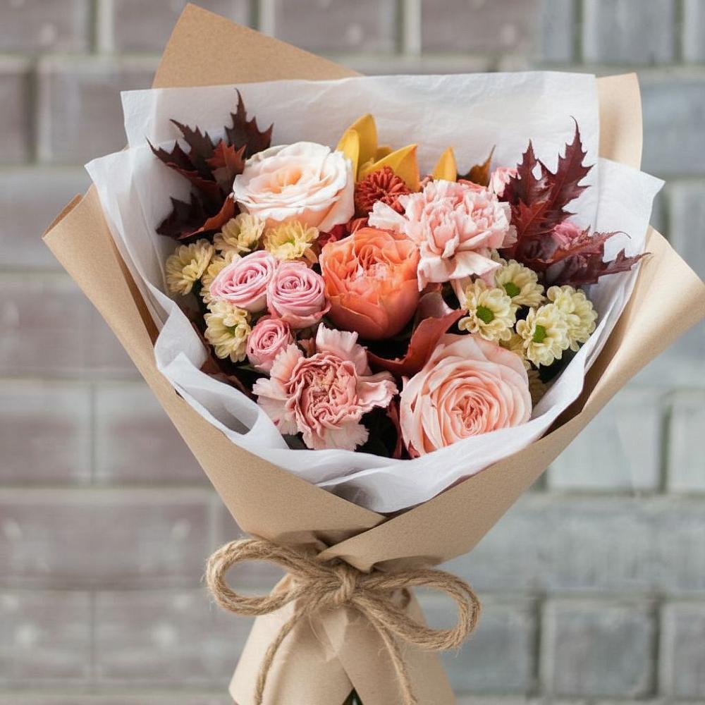 Букет цветов из: Гвоздики, Хризантемы и Розы в Березовом