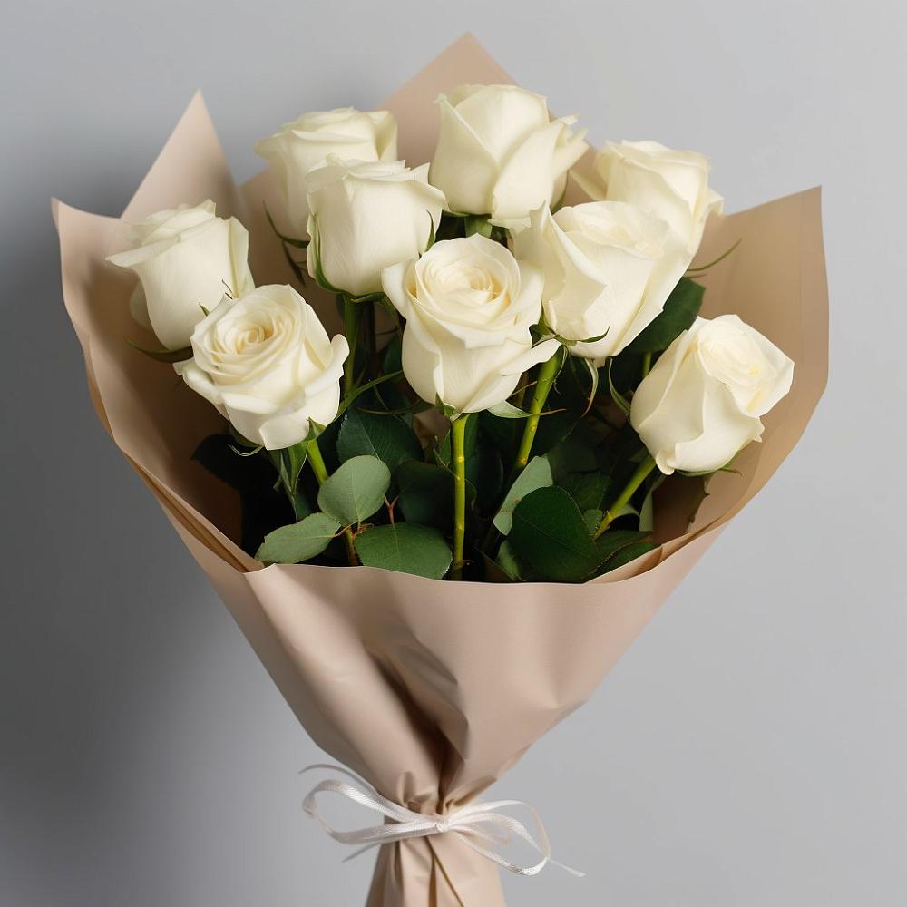 Букет 9 Белых роз Эдлесс Лав в Березовом