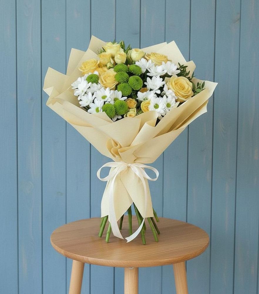 Букет цветов из: Хризантемы и Розы в Березовом