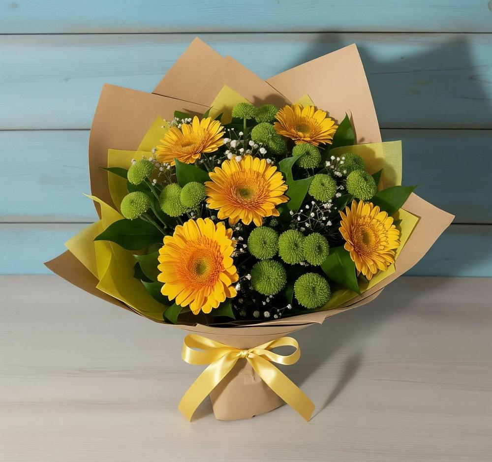 Букет цветов из: Герберы и Хризантемы в Березовом
