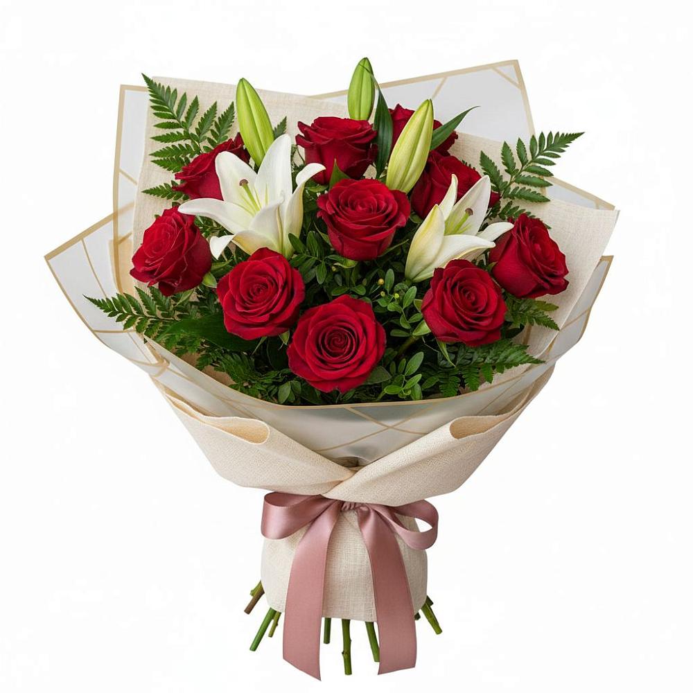 Букет цветов из: Лилии и Розы в Березовом