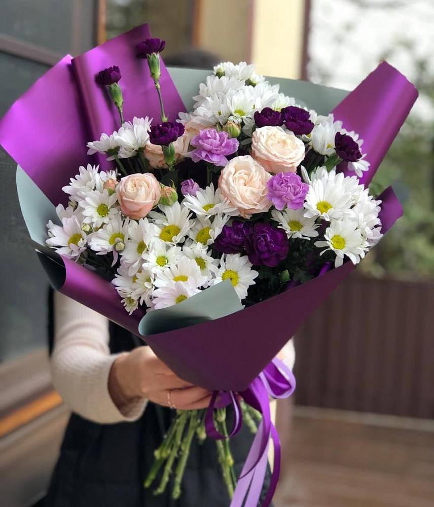 Букет цветов из: Хризантемы, Гвоздики и Розы в Березовом