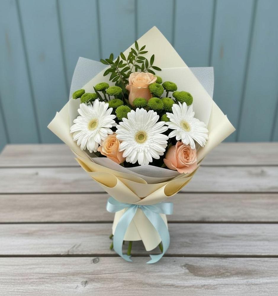 Букет цветов из: Герберы, Розы и Хризантемы в Березовом