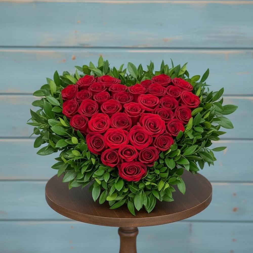 Цветочная композиция из Розы в виде сердца в Березовом