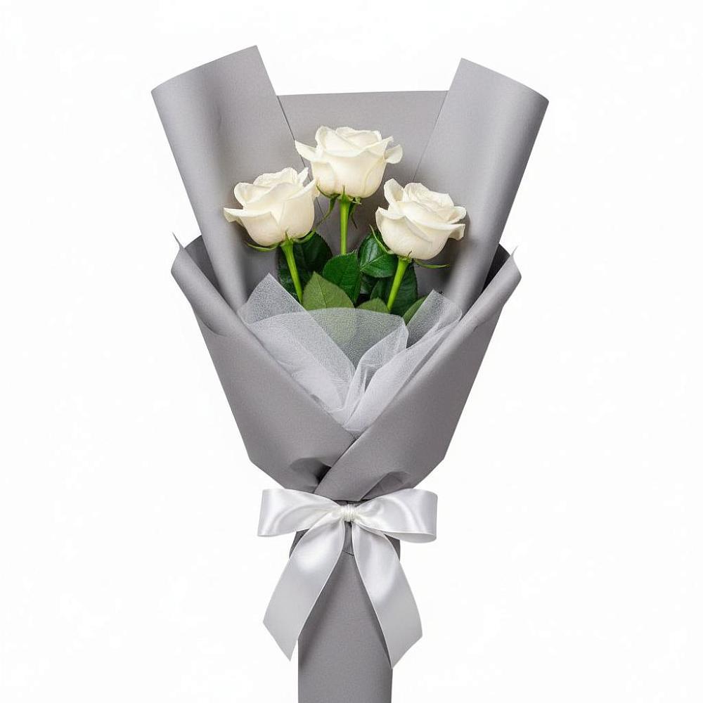 Букет 3 белые розы в Березовом