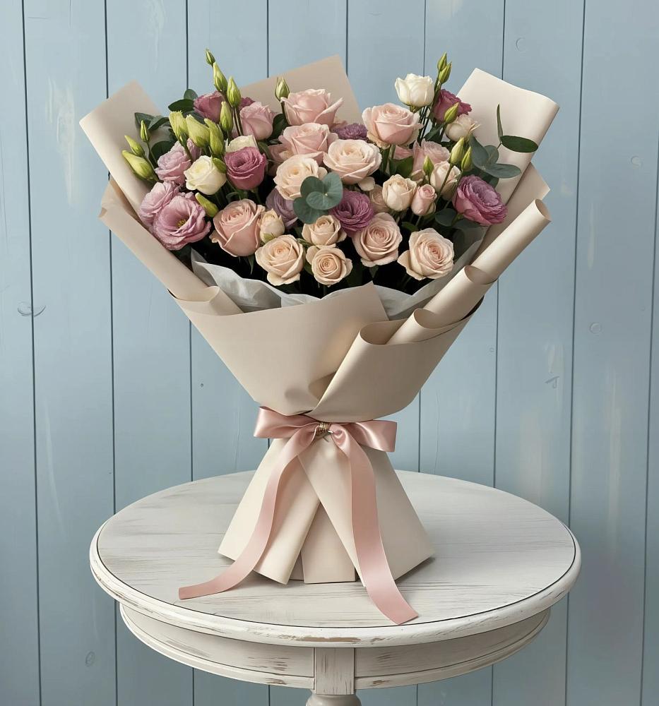 Букет цветов из: Розы и Лизиантусы в Березовом