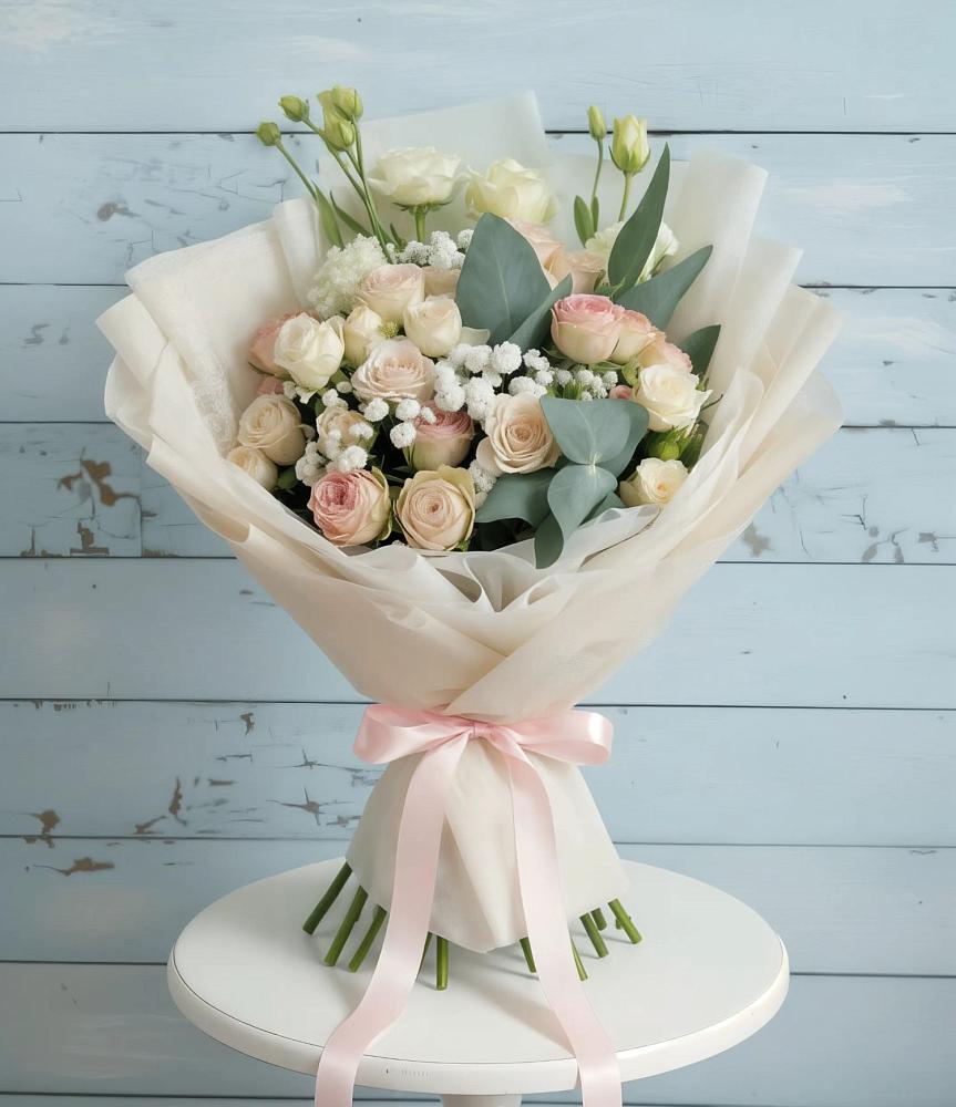 Букет цветов из: Розы и Лизиантусы в Березовом