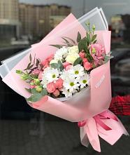 Букет цветов из:  Розы, Лизиантусы и Хризантемы в Березовом