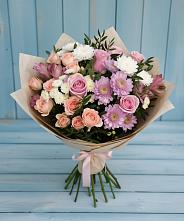 Букет цветов из:  Хризантемы, Розы и Альстромерии #REPLACE_PRED# Березовом