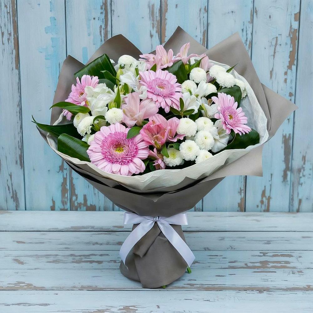 Букет цветов из: Герберы, Альстромерии и Хризантемы в Березовом