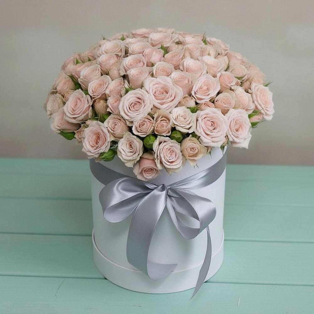 Цветочная композиция из Розы в шляпной коробке в Березовом